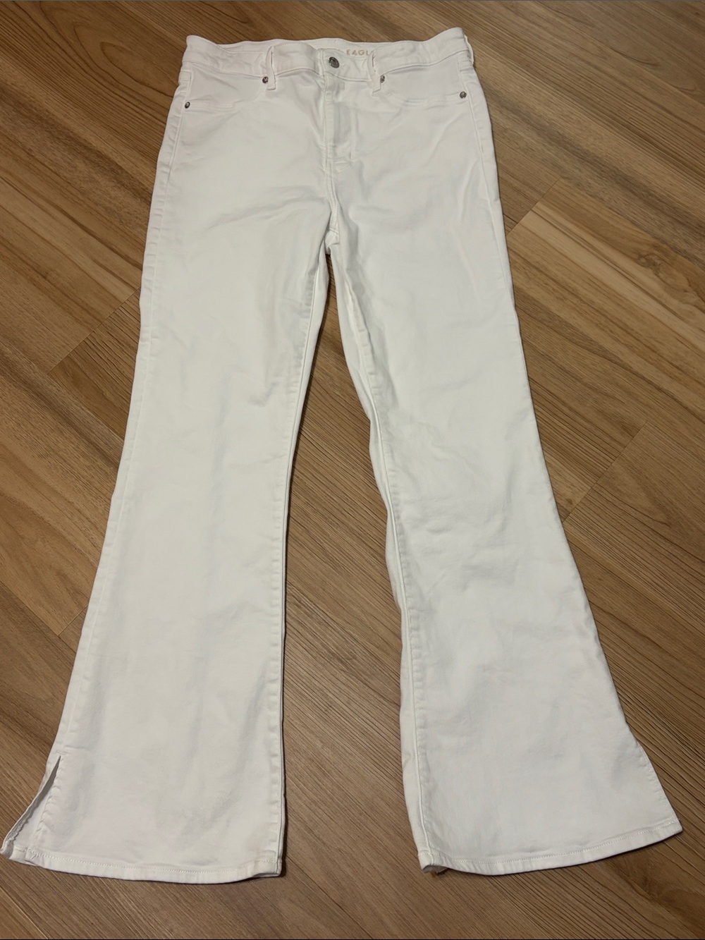 American Eagle White Stretch Flare Jeans Size 12 Long